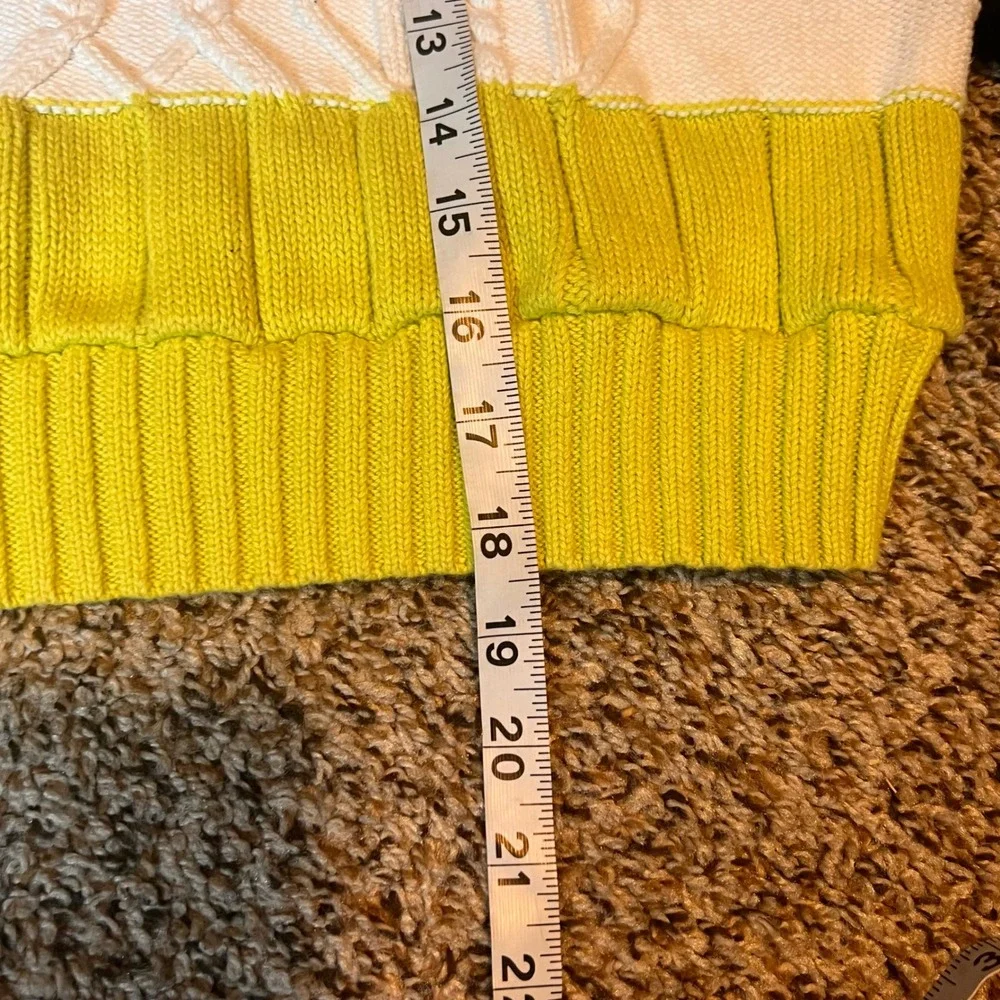 Kendall & Kylie Color Block Cable Knit Cropped Sweater Small White Black Yellow